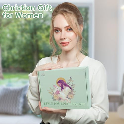 XKDOUS Bible Study Supplies Journaling Kit for Women, Bible Study Kit Journaling Supplies with Prayer Journal, Highlighters, Emergency Card, Pencil Case and More, Christian Gifts for Women, Green - color: Bible Kit - Deluxe (Green)