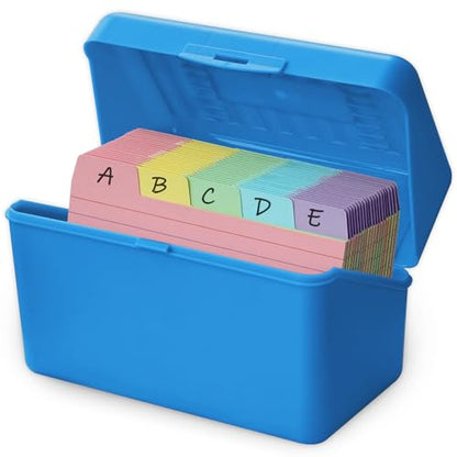 Olivo 3x5 Index Card Holder Box with 100 Cards Dividers Tabs 3"x 5", Blue - color: Blue, size: 3" x 5"