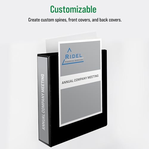 Office Essentials Economy View 3 Ring Binders, 2" Round Rings, 2.8" Spine, 375-Sheet Capacity, Black Binders (4-Pack of 03147) - size: 2"