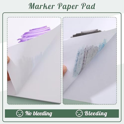 Marker Paper Pad 50 Sheets, 7.5 × 9.8 in, 120gsm Spiral Sketchbook | Bleed-Resistant Coated Paper, Acid-Free 73Lb, Smooth for Alcohol Markers, Pencils And Acrylic, Easy-Tear Spiral Pages - color: Ink Painting Style