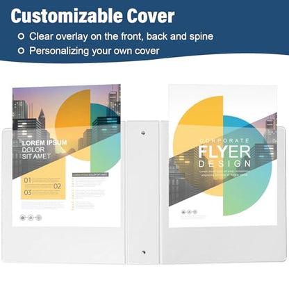 2-Inch 3-Ring Binder with Pockets, 2’’ Premium View Binders with Three Ring Binders Holds up to 450 Sheets US Letter Size, Bulk Pack of 6, Perfect for Home, Office, and School(XY014-WH) - size: 2 inch