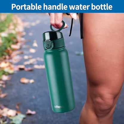 GOPPUS Insulated Water Bottle 20oz Stainless Steel BPA-Free Sports Bottle Ideal for School and Travel Silicone Spout Lid Prevents Leaks, Sweat, and Dust (Army green) - color: Army Green