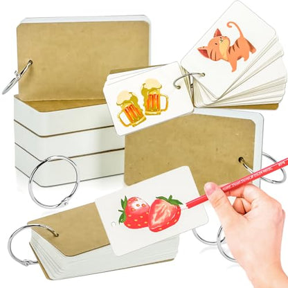 300 Pcs Flash Cards 2x3 Inch Index Cards with Ring Lined Note Card Bood Flashcards, Mini Blank Flash Cards 2x3 White Card Pad Index Note Bood 2 x 3 Notecards for Studying School Supply College - color: White