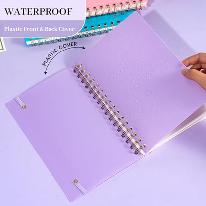 Yoment Spiral Notebook College Ruled A5 Spiral Bound Journal 160 Pages Thick Paper Plastic Hardcover Spiral Notebook 5x7 Wire Bound Notebooks for Note Taking School Office Supplies, Purple - color: Purple, style: C - Line - A5