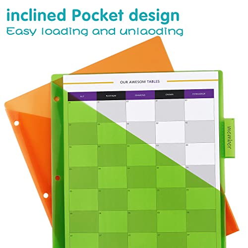 Plastic Binder Dividers with One Front Pocket and Tab Binder Divider for 3 Ring Binder, Multicolor, 10 Pack | Single Pocket File Organizers