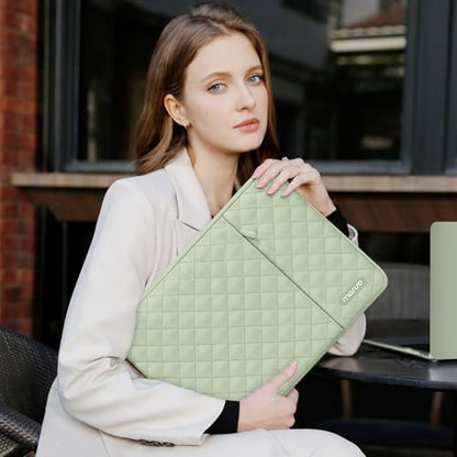 MOSISO Laptop Case 16 inch, 15-15.6 inch Laptop Sleeve Compatible with MacBook Pro 16, HP Dell Acer ASUS Lenovo Notebook, Square Quilted Vertical Computer Bag with Pocket&Small Case, Sage Green - color: Sage Green, size: 16 inch