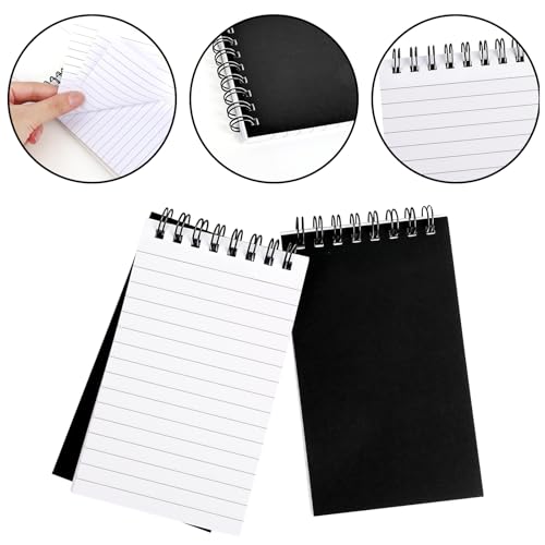 Hxezoc 10 Pack Small Pocket Notebooks, 3 x 5 Inches Mini Black Spiral Pocket Notebook with Lined Pages Memo Pads for Kids Home Office School Classroom Decoration Supplies - style: Black