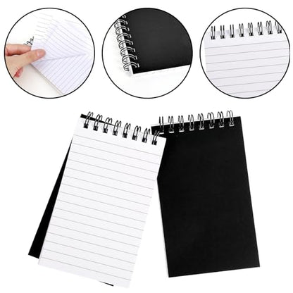Hxezoc 10 Pack Small Pocket Notebooks, 3 x 5 Inches Mini Black Spiral Pocket Notebook with Lined Pages Memo Pads for Kids Home Office School Classroom Decoration Supplies - style: Black