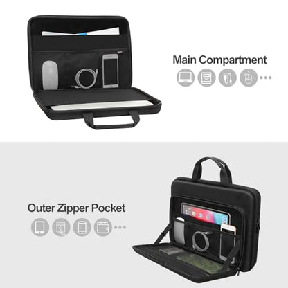 MOSISO 15.6-16 inch Laptop Hard Case, 15 inch Shockproof Waterproof Laptop Case Hard Shell Compatible with MacBook HP Dell, Carrying Sleeve Computer Bag with Sturdy Handle&Front Pocket&Belt, Black - color: Black, size: 16 inch