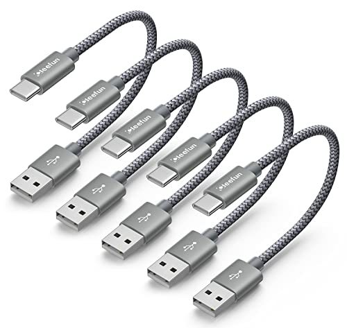 CLEEFUN USB to USB C Cable 1ft, 5-Pack USB A to Type C Cable Fast Charging | for iPhone 17 16 15 Pro Max Air Plus, for Samsung Galaxy S26 S25 S24 S23 S22 S21 S20 A17 A16 A56 A55 A26 A35 A36, Grey - color: Grey, size: 1ft