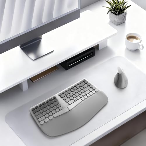 MOFII Wireless Ergonomic Keyboard & Mouse Combo – Split Curved Keyboard with Wrist Rest (All-Day Comfort) + Wireless Vertical Ergonomic Optical Mouse, Compatible with PC/Laptop/Desktop - color: White