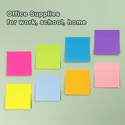 Eastern Wolf Sticky Notes 3x3 inch, 8 Bright Multi Colors, 85 Sheets/Pad | Self-Stick, Multi-Color, Removable & Residue-Free - color: 3x3 8 Pads Bright Colors