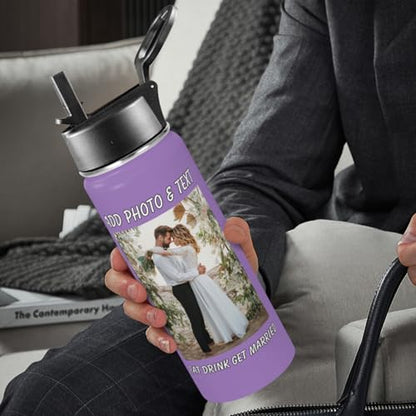 Personalized Photo Water Bottle, Custom Stainless Steel Insulated Sport Water Bottle with Pictures Text, Customized Sport Tumbler Gifts for Men Women Kids Birthday Anniversary Christmas, 18 OZ - color: # design 01 pic