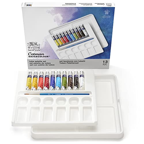 Winsor & Newton Cotman Watercolor Paint Set, 12 Colors Palette Set, 8ml (0.27-oz) Tubes w/ Brush - style: 13 Piece Palette Set 8ml