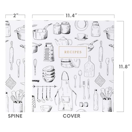 Jot & Mark 8.5"" x 11"" 3 Ring Recipe Binder with Spill-Proof Clear Binder | 50 Recipe Cards + 25 Sleeve Protectors + 5 Full-Page Sleeves + 6 Tabs | 8.5x11 | Culinary Crockery - color: Culinary Crockery, size: 8.5" x 11"