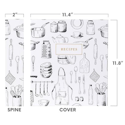 Jot & Mark 8.5"" x 11"" 3 Ring Recipe Binder with Spill-Proof Clear Binder | 50 Recipe Cards + 25 Sleeve Protectors + 5 Full-Page Sleeves + 6 Tabs | 8.5x11 | Culinary Crockery - color: Culinary Crockery, size: 8.5" x 11"