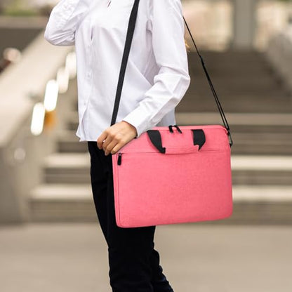 15.6-16 Inch Laptop Sleeve Shoulder Bag Notebook Chromebook Computer Carrying Case Compatible with 15.6 inch Acer Asus Dell HP Thinkpad, Pink - color: Pink, size: 15.6"-16"