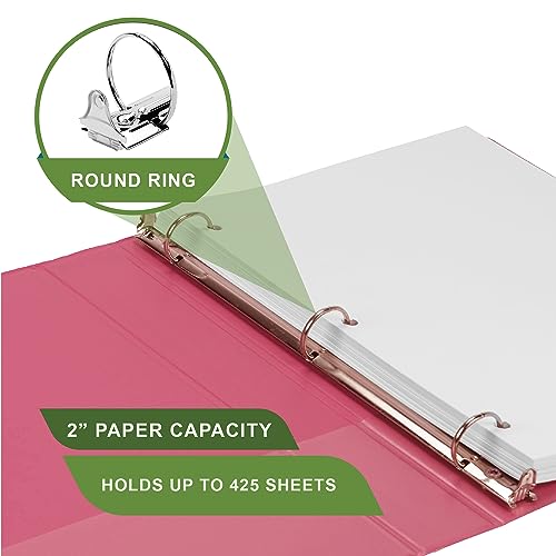Samsill Plant-Based 2 Inch Durable Round Ring, View Binder, Eco-Friendly, USDA Certified Biobased, 2 Pack, Berry Pink - color: Berry Pink, size: 2", style: 2 Pack