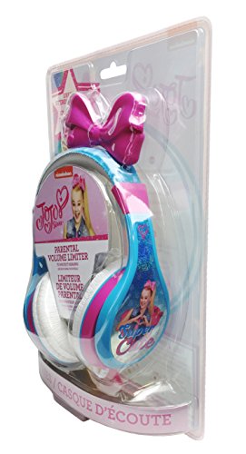 eKids JoJo Siwa Headphones for Kids, Volume Limited Wired Headphones with Parental Controls, Comfortable Over-Ear Headphones for School, Home, Travel, Multicolor, Model: JJ-140v8
