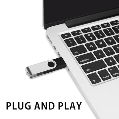 100Packs 2GB Flash Drive Bulk EASTBULL FAT32 USB2.0 Thumb Drive (Black) | Swivel Thumb Drives Pack 2G USB Drive Bulk with 100 Lanyards for Data Storage - size: 2GB, style: 100Pack