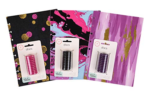 Talia Discbound Notbook - Cover and Disc Set (Set 8 (3pk Designs), Junior Set) - BounceM w/PK, MarbleTaffy w/BK, Purple Luxe w/STP - color: Set 8 (3pk Designs), size: Junior Set