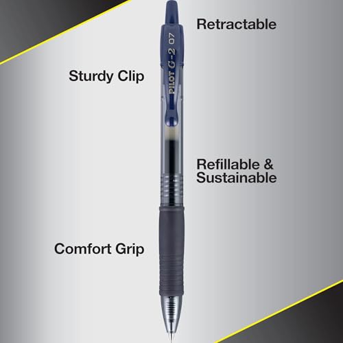 Pilot G2 Premium Gel Roller Pens, Fine Point 0.7 mm, Navy Ink Pens Fine Point, Pack of 12 - Ideal for School, Journaling, and Office Writing - color: Navy Ink