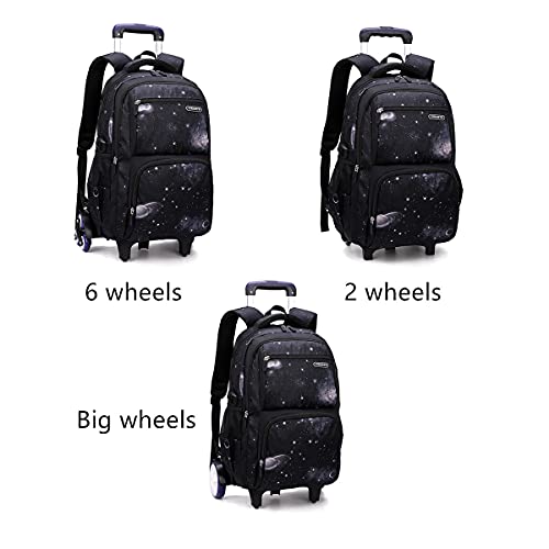 VIDOSCLA Elementary Galaxy Teens Rolling Backpack Kids Boys Luggage with Wheels Trolly BookBag for School-6 Wheels - color: Sky Blue-6 Wheels Backpack, style: 6 Wheels