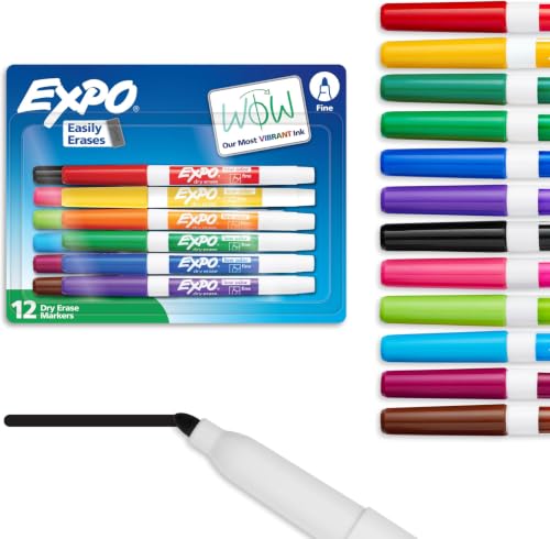 EXPO Dry Erase Markers, Low Odor Ink, Assorted Colors, Fine Tip,Back to School, Teacher, Classroom, Office Supplies (Pack of 96) - size: 1 Count (Pack of 96)