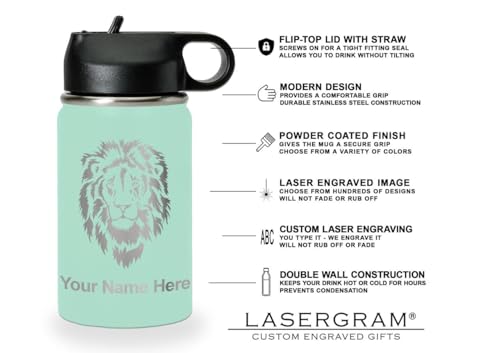 LaserGram Personalized Water Bottle, Grad Cap Class of 2023, 2024, 2025, 2026, 2027, Stainless Steel Double Wall Vacuum Insulated with Flip Top Straw, Custom Engraved Gift (12oz / 335ml Teal) - color: Teal, size: 12 Ounces