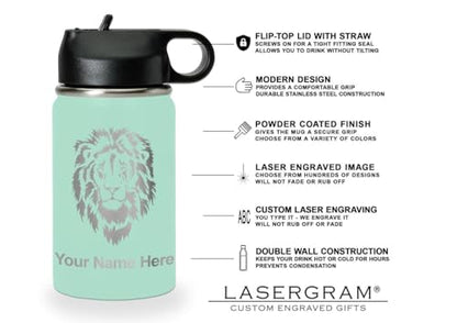 LaserGram Personalized Water Bottle, Grad Cap Class of 2023, 2024, 2025, 2026, 2027, Stainless Steel Double Wall Vacuum Insulated with Flip Top Straw, Custom Engraved Gift (12oz / 335ml Teal) - color: Teal, size: 12 Ounces