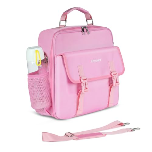 3 Ring Zipper Binder 500-Sheet Zipper Binder Adjustable Shoulder Strap & Handle for 14 Inch Laptop for School and Office (pink)