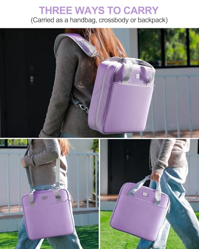Realove 3 Inch 3 Ring Zipper Binder with Double Shoulder Strap & Handle - 3” D-Ring Binder with Zipper with Multi-Pocket (for 13” Laptop & Tablet and Smaller) for School-Purple(Pen not Included) - color: Light Purple