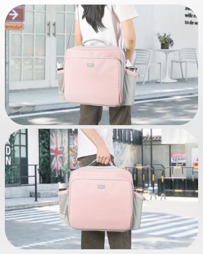 3 Inch 3-Ring Zipper Binder with Water Bottle Holder and Handle | D-Ring Zip Up Binder with Shoulder Strap, 700 Sheet Capacity, Compatible with 13" MacBook/Tablet, for School, Office, Pink - color: Pink
