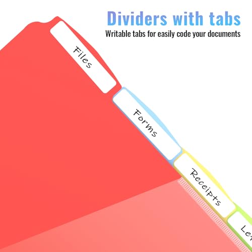 HABGP 10PCS/2 Set 3 Ring Binder Dividers with Tabs, Dividers with Clear Front Pockets for 3 Ring Binder Color Pages, 5 Tab Folder Dividers,Three Rings File Divider with Tabs,Tabbed Index Divider