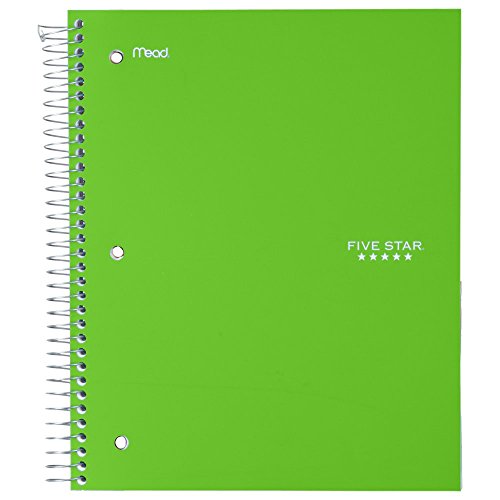 Five Star Spiral Notebook, 3 Subject, Wide Ruled Paper, 150 Sheets, 10-1/2" x 8" Sheet Size, Lime (73190) - color: Lime