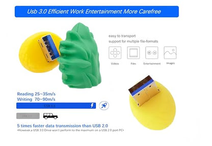128GB USB 3.0 Flash Drive Novelty Cartoon Pineapple High Transfer Speed Pendrive Memory Stick - color: Pineapple