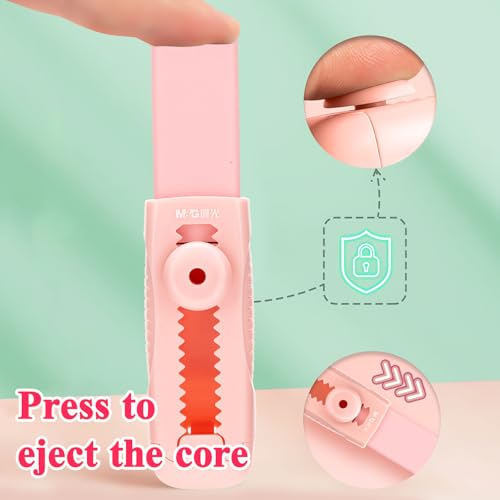 M&G 4+1 Pack Rubber Pink Erasers Sliding Retractable Eraser, Soft Cute Erasers Push Pull Large Pencil Erasers with Plastic Sleeve 4 Refill Eraser for School Students Kids Office Home Supplies - color: Pink