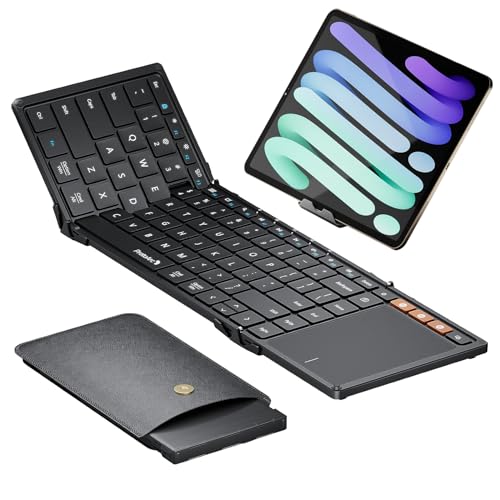 ProtoArc Foldable Keyboard with Touchpad, XK01 TP Folding Portable Keyboard, Full Size Keys, Large Trackpad Bluetooth Travel Keyboards for Laptop PC Tablet - Black - color: Black