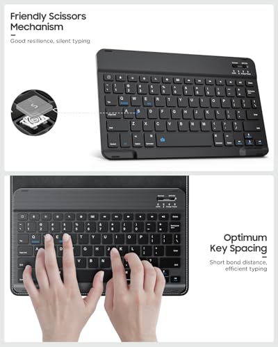 MoKo Universal Tablet Case with QWERTY Keyboard for 9",9.7",10.1",10.2",10.4",10.5",10.9" Tablet, with Removable Wireless Bluetooth Keyboard&Pen Holder for iPad, Samsung, Fire, Pixel, Other - color: Black