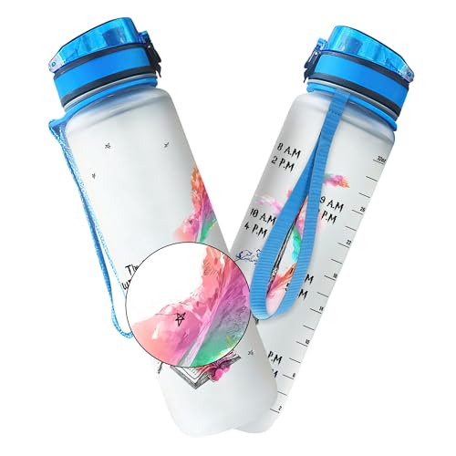 34HD Birthday Gifts for Women, Magic Movie Water Bottle 32 oz with Time Marker, Literature Character Motivational Bottle, Funny Gifts for Movie Lovers Christmas Gift - color: The Stories