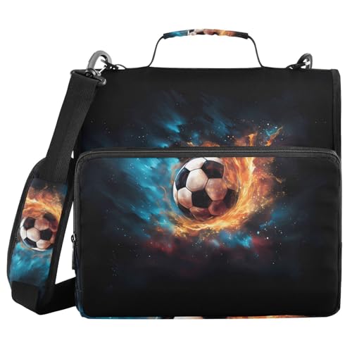 3 Ring Zipper Binder with Shoulder Strap Black Skulls Cats Gothic Style Binder Bag - color: Multicolored 07
