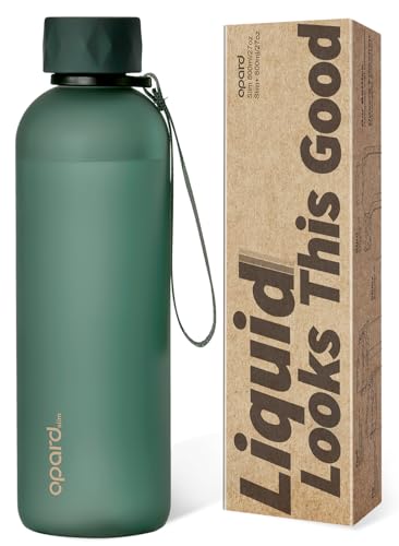Opard Slim Pro Water Bottle 27oz, Plastic Water Bottle BPA-Free, Facetted Rubberized Grip-Texture Monocap, Leakproof Screw Top, Forest Green, Reusable for Travel School Sport Gym Hiking - color: Forest Green, size: 27 oz