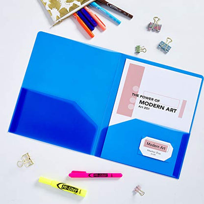 Avery Translucent Two Pocket Folder, Water Resistant, Holds up to 20 Sheets, 1 Blue Folder (47811) (Pack of 2) - color: Multi, size: 1 Count (Pack of 2), style: Translucent