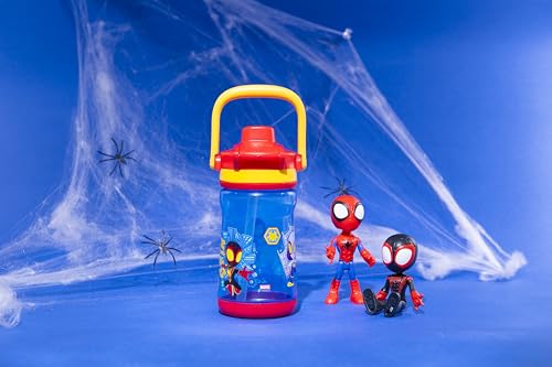 Zak Designs Marvel Spider-Man Beacon Kid Water Bottle for Travel, 12oz Plastic is Durable and Leak-Proof with Liquid Lock Spout, Cover, Carry Handle, Protective Base (Spidey and His Amazing Friends) - color: Spidey and His Amazing Friends