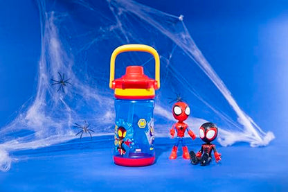 Zak Designs Marvel Spider-Man Beacon Kid Water Bottle for Travel, 12oz Plastic is Durable and Leak-Proof with Liquid Lock Spout, Cover, Carry Handle, Protective Base (Spidey and His Amazing Friends) - color: Spidey and His Amazing Friends