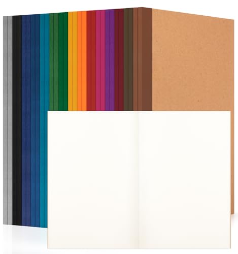 ALKALO 30 Pack Blank Notebook Journals Bulk, A5 Unlined Paper Composition Notebook, 8.3”x 5.5”, Kraft Cover with Vintage Spines, 15 Colors 60 Pages for School Office Travel(Vintage-Blank-30 pack) - color: Vintage, style: Blank-30pack
