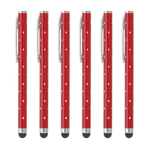 PATIKIL Stylus Pens for Touch Screens, 6 Pcs High Precision Universal Bling Stylus Crystal Metal Capacitive Pen for Touch Screen Devices Phone Tablets Laptop, Red - color: Red