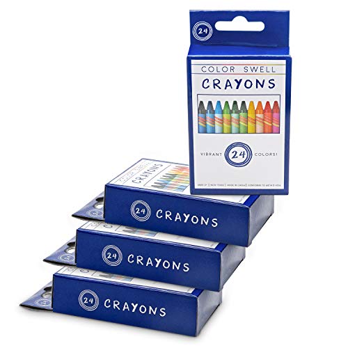Color Swell Crayons Bulk 4 Packs of 24 Count Vibrant Colors Teacher Quality Durable for Families Class Party Favors - size: 4 Pack | 96 Crayons