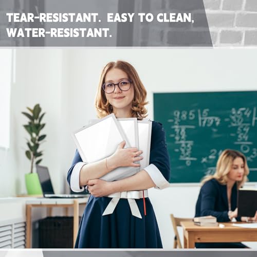 Teling 24pcs Heavy Duty Plastic Folders with Front Clear Pocket, 3 Prongs and 2 Pockets, Fit Letter-Size Paper Folders with Card Slot, for School Office Supplies Back to School Gifts (White) - color: White