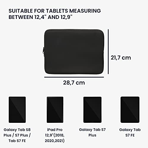 kwmobile Neoprene Pouch Compatible with 12,4"-12,9" Tablet - Universal Sleeve Case Cover with Zipper for Tablet - Black - color: black, size: 12,4"-12,9" Tablet
